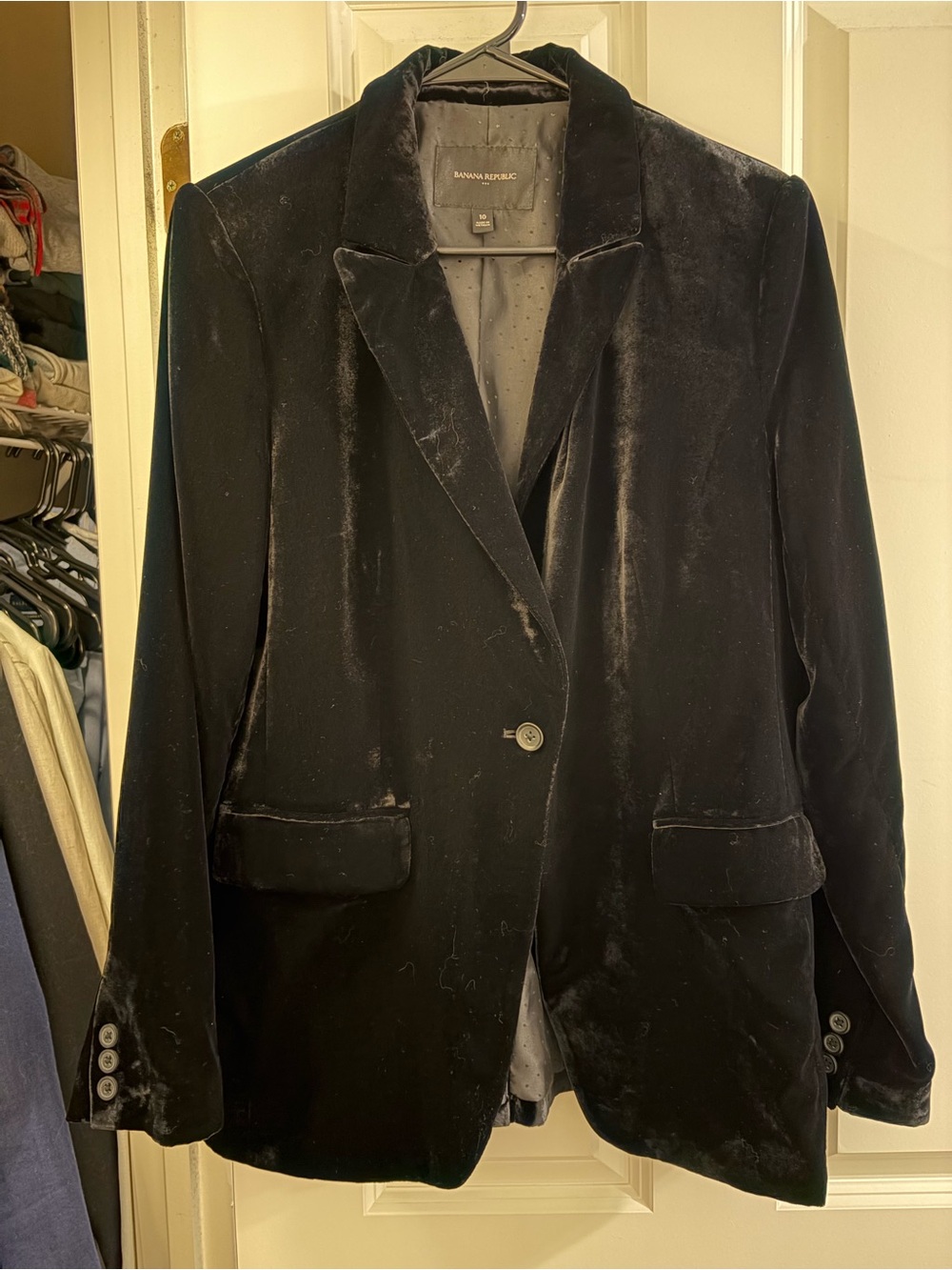 Banana Republic Factory Black Velvet Single-Button Blazer